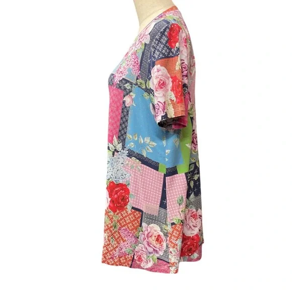 Johnny Was Women's The Janie Favorite Short Sleeve Crew Neck Swing Tee Sz Large - Picture 4 of 8